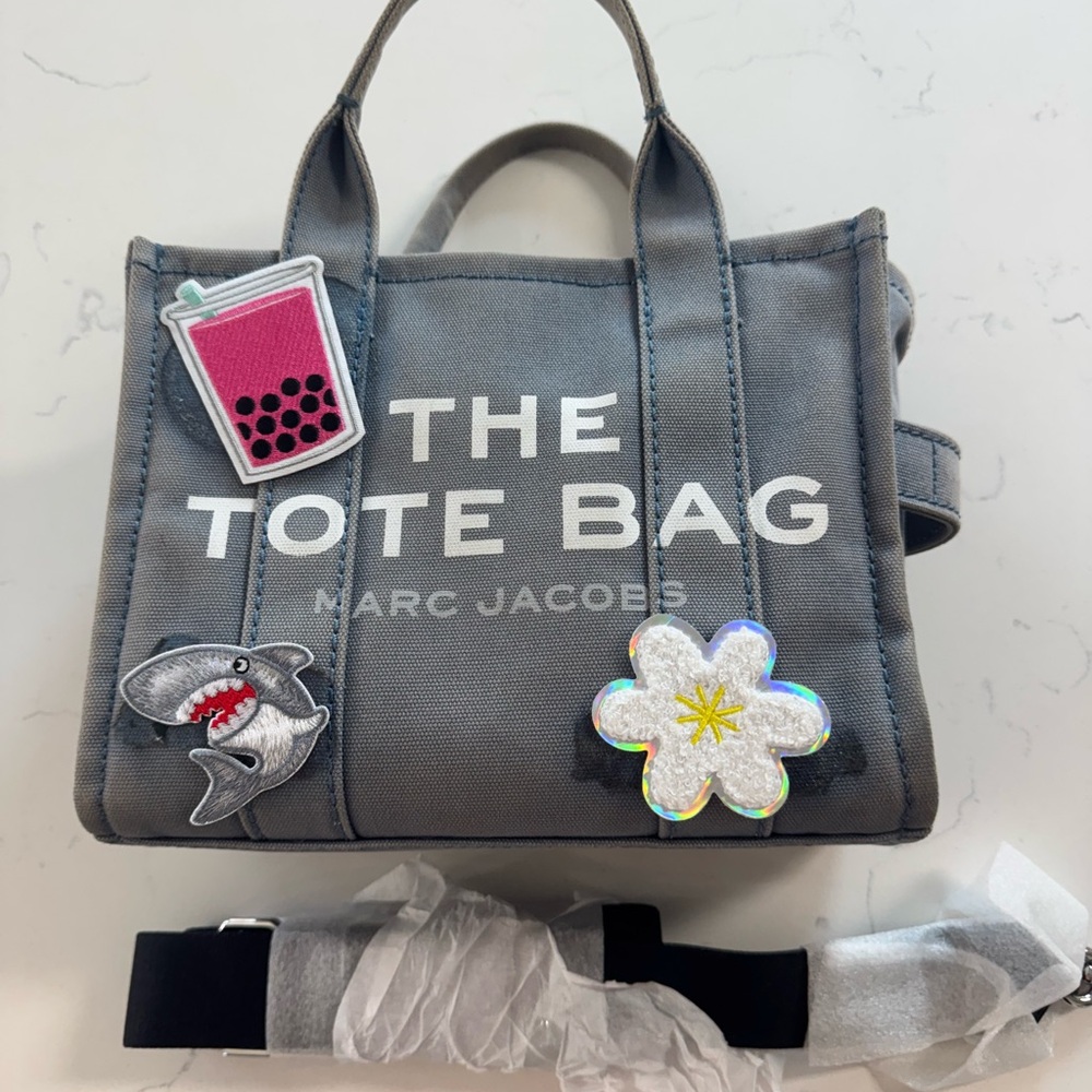 Marc Jacobs Gray Tote Bag with Red and Yellow Accents